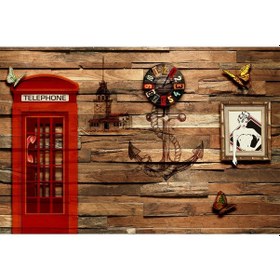 Resim 3 Boyutlu Vintage Telefon Kulubesi Duvar Kağıdı 