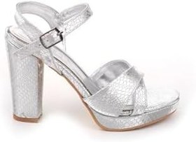 Resim 4751 Kadın 10,5 Cm Topuk Platform Abiye Sandalet Gümüş 36 