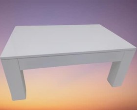 Resim Orta Sehpa 14568 Model Ahşap Kutu Ayak MDF Parlak Beyaz Lake Boya Tabla El Yapım 