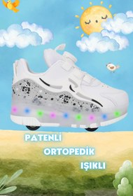 Resim ROCKY SPORT Nils Unisex Çocuk Patenli, Işıklı Rahat Beyaz Spor Ayakkabı&Sneaker | Yeni Tarz Patenli Ayakkabı 