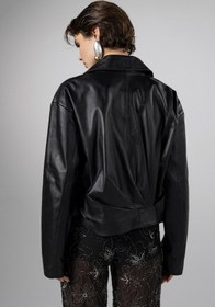 Resim Valmenti Kadın Hakiki Deri Siyah Bomber Ceket VLM6149 - XL 