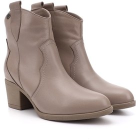 Resim Gönderi R Bej Kalın Topuklu Hakiki Deri Kovboy Bot Bej 