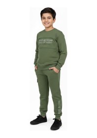 Resim Baglan Erkek Çocuk Önü Baskılı Sweatshirt Ve Eşofman Alt Takım Bgl-st05248 Yeşil 