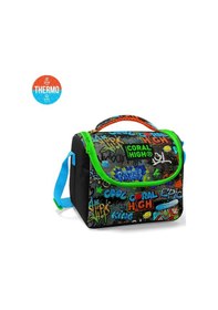 Resim Coral High Kids Siyah Mavi Grafiti Desenli Thermo Beslenme Çantası 11828 
