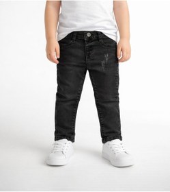 Resim minny max Beli Lastikli Yıpratma Detaylı Siyah Denim Çocuk Pantolon 