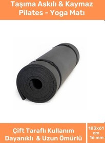 Resim Enenstyle Dayanıklı Taşıma Askılı Konfor Modeli Çift Taraflı Kaymaz Yoga Meditasyon Minderi 16mm Siyah Mat Çok Renkli 