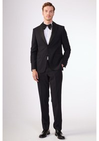 Resim Dufy Siyah Erkek Slim Fit Mono Yaka Smokin Takım - 79125 Siyah 