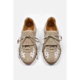 Resim Nilufarr Minova Bej Hakiki Deri Kadın Sneaker 