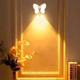 Resim YAOWITHSU 1/2/3 Akıllı LED Kelebek Gece Lambası Hareket Sensörü ile, USB Şarj Edilebilir Duvara Monte Dolap Lambası Ev, Yatak Odası, Koridor, Merdivenler, Banyo için - Ayarlanabilir Parlaklık, Şarj Edilebilir Lityum Pil, 600mAh, Kelebek Dekor Lambası|Ayarlanabilir Parlaklık Lambası|Plastik Yapı, Kelebek Dekor 