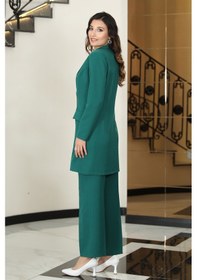 Resim Raika Moda Parla Ceket Pantolon Şık Tesettür Takım Zümrüt 