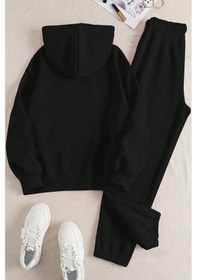 Resim Nabız Kalp Baskılı Eşofman Takımı Siyah 