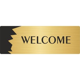 Resim Özarslan Dizayn Metal Departman Kapı İsimliği, Yönlendirme levhası Welcome 5X20 Cm Altın Renk 