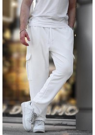 Resim Ekru Beli Ayarlanabilir Kargo Cep Basic Eşofman Altı 6552 Ekru 