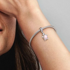 Resim Murano Camı Pembe Deniz Kaplumbağası Sallantılı Charm 