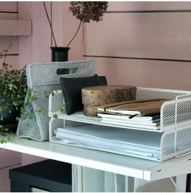 Resim IKEA Metal Evrak Rafı 34x24x7 Cm 4'lü Set Katlı Dosyalık Beyaz Raf Çelik Dosyalama 