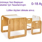 Resim Minera 0-18 Ay Serçe Ahşap Montessori Çocuk Oyun, Çalışma ve Aktivite Masası ve Sandalyesi 
