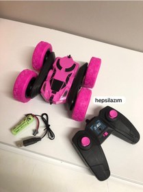 Resim Uzaktan Kumandalı 360 Dönen Şarjlı Akrobat Stunt Car Araba Pembe 
