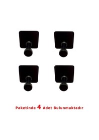 Resim Yapışkanlı Havlu Bornoz Banyo Askılık Mantar Tekli Mat Siyah 4 Lü Paket Siyah 