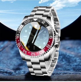 Resim Kırmızı Lıge Moda İş Erkek Saatler Su Geçirmez Otomatik Tarih Izle Askeri Erkek Saati Paslanmaz Çelik Spor Erkek Bilek Saatleri Kırmızı - Siyah 