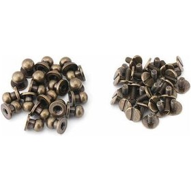 Resim 5/10/25 Adet Yuvarlak Kafa Çivi Perçin Çanta Chicago Saplama Vidaları Geri Bakır Deri Kemer Zanaat 7x6x8mm -bronze-25 
