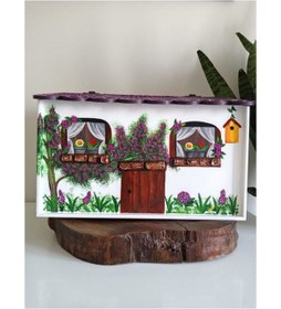 Resim El Boyaması Ev Şeklinde Çatılı Ahşap Ekmeklik Karışık 