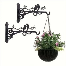 Resim Tek/İki Paket Metal Siyah Ev Dekorasyonu Çelenk Kancası, 20.32 cm x 11.68 cm Kolay Montajlı Vidalı Bahçe Sepeti Asma İçin Uygun, Hoş Geldiniz Tabeli Süsleme Kancaları, İç Mekan/Dış Mekan/Bahçe/Süslendirme için İdeal 