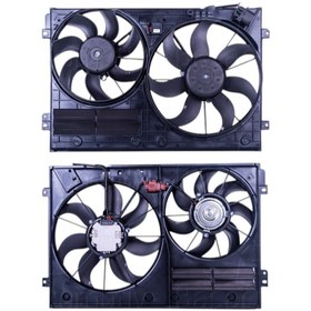 Resim Volkswagen Golf 5 Jetta Passat Seat Leon 2005 Sonrası Davlumbazlı Çift Fan Motoru 360 mm + 295 mm (220W + 150W) 