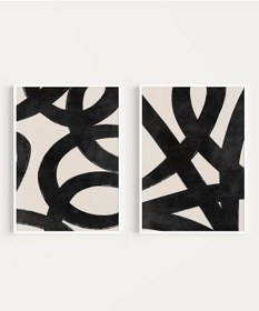 Resim Çerçevesiz Poster Kesişen Çizgiler Soyut 2'li 