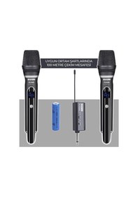 Resim Lastvoice Tx-102e Çok Amaçlı Uhf Telsiz Kablosuz Çiftli El Mikrofon 