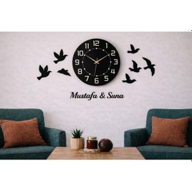 Resim Duvar Saati 40 Cm Modern Ve Şık Tasarım Kuşlar 8 Adettir No144 Çok Renkli 