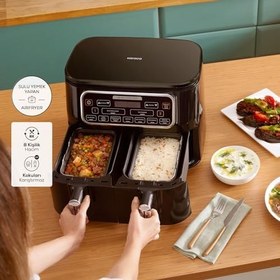 Resim Karaca Air Pro Cook Duo Ev Yemeği XXXL 8 Litre Airfryer Starlight 8 Kişilik 