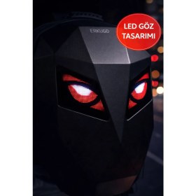 Resim LED Gözlü Sert Kabuk Motosiklet Sırt Çantası - Laptop Uyumlu, Darbeye Dayanıklı 