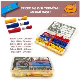 Resim Erkek ve Dişi Mermi Başlı Ek Terminal Seti. Ortanca Paket 150 Par 