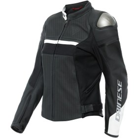 Resim Dainese Rapida Kadın Deri Mont Mat Siyah Beyaz 