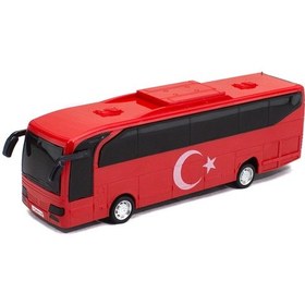 Resim Oyuncak Otobüs Sürtmeli Kırmızı 22 Cm 