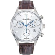 Resim Mathey Tissot H411chals Swiss Made Fonksiyonlar Aktif Deri Kordon Safir Çizilmez Cam Kahverengi Erkek Kol Saati 