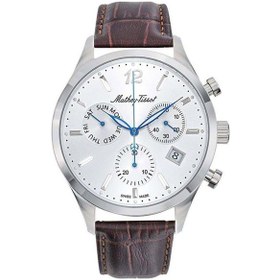 Resim Mathey Tissot H411chals Swiss Made Fonksiyonlar Aktif Deri Kordon Safir Çizilmez Cam Kahverengi Erkek Kol Saati 