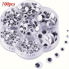 Resim 700 Adet Karışık Salıncak Gözleri, Sakız Gözleri, Kendinden Yapışkanlı Siyah ve Beyaz Plastik Yapışkan Gözler DIY El Sanatları ve Süslemeler İçin 