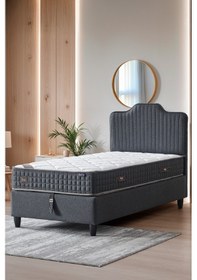 Resim Menekşe Modeli Tek Kişilik Antibakteriyel Full Ortopedik Yatak, Baza Ve Başlık 3 Lü Set 120 x 200 