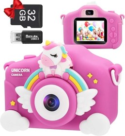 Resim VARSTHREE Çocuk Kamerası 1080p HD, 2,0 İnç Ekranlı Selfie Dijital Kamera, 32 GB SD Kartlı 