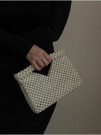 Resim vivozza Zarf Model İnci Baget Çanta El çantası Abiye Çantası Gece Çantası Gelin Çantası 