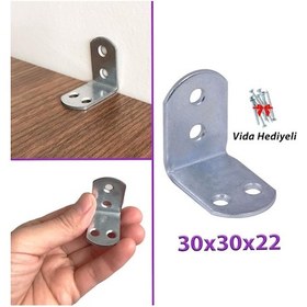 Resim Mobilya Eşya Dolap Duvar Sabitleyici Köşe Bağlantı L Demir Gönye Deprem Güvenliği 30x30x22mm 