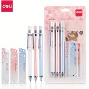 Resim 3 Kalem + 3 Yedek Kutusu ile Deli Mekanik Kalem Seti - Çiçek Çiçeği Temalı, Bahar Romantik Tasarım, 0.5-60mm, HB, Plastik Kutu, Mutfak Gereksinimleri|Çiçek Çiçeği Tasarımı|Dayanıklı Plastik 