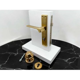 Resim Koldoor Zey Mat Altın Çelik Kapı Kolu Sol Basar + Kapı Tokmağı Kilit Hariçtir 