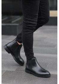 Resim Shoetyle - Siyah Hakiki Deri Erkek Chelsea Bot-719-siyah Siyah 