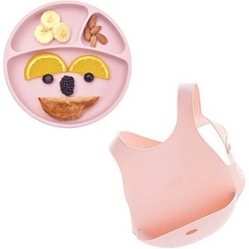 Resim Oioi 2'li Beslenme Seti Porsiyon+Önlük Pembe 