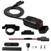 Resim Jeehugo Motosiklet İki Usb Qc3.0 Hızlı Şarj Cihazı 12v Su Geçirmez Voltmetre Gösterge Paneli Kırmızı Renk 
