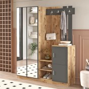 Resim L'occi Concept Wood Aynalı Askılı Vestiyer Portmanto Ayakkabılık Çam-Antrast Gri 