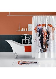 Resim Renkli Fil Desen Banyo Paspası, Solmaz Dijital Baskılı Paspas Set Çok Renkli 