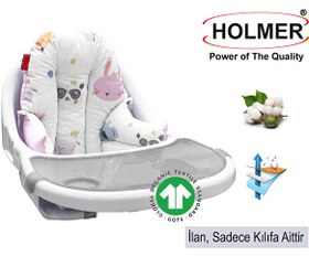 Resim Holmer Leke Tutmaz Organik Mama Sandalyesi Minderi - Kılıfı MD Pembe 
